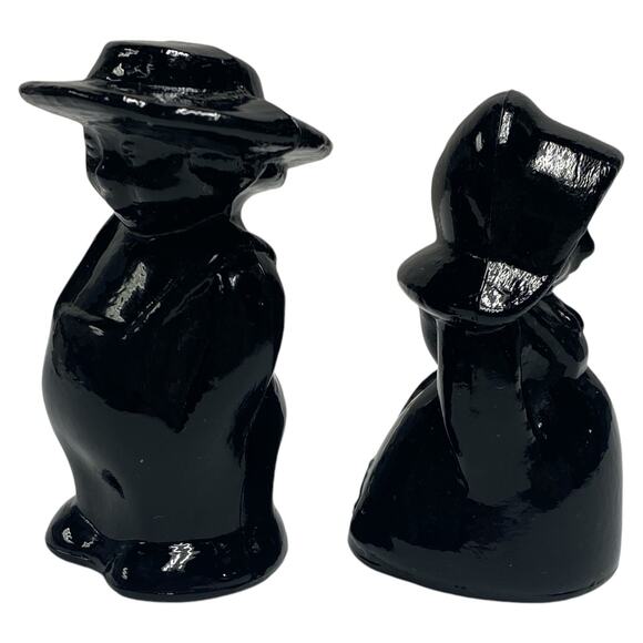 Eli & Sarah Figurines Amish Children Couple Boyd Art Glass 2001 Black - Picture 4 of 7